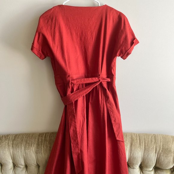 Sezane Rust Wrap Dress - Picture 7 of 13